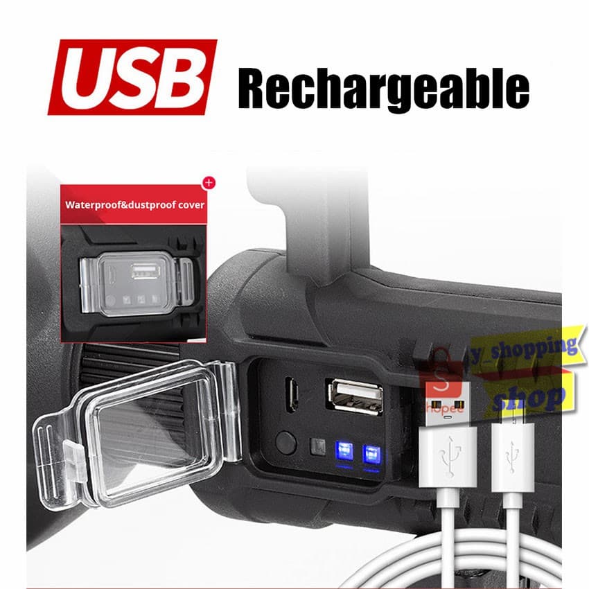 ไฟฉายแรงสูง 4 โหมด W-590 USB Rechargeable 20w รูปที่ 4
