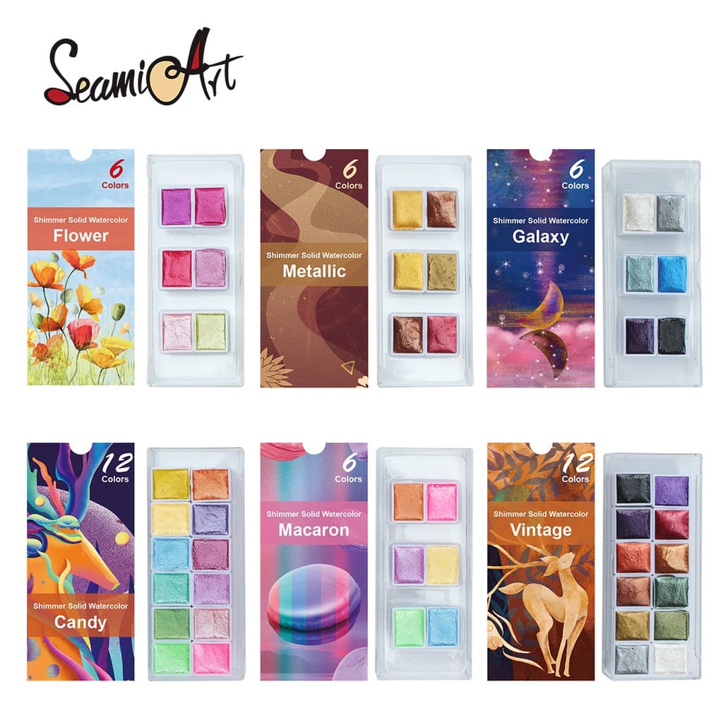 SeamiArt New ชุดสีน้ำเมทัลลิก แบบพกพา 6 / 12 สี สําหรับตกแต่งเล็บ รูปที่ 1