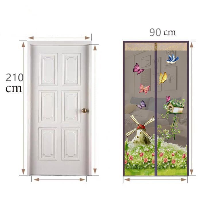 ม่านประตูกันยุง 90x210cm ม่านแม่เหล็ก มุ้งกันยุงติดประตู ฟรีแถบกาวตีนตุ๊กแก ไม่ต้องเจาะผนั รูปที่ 8