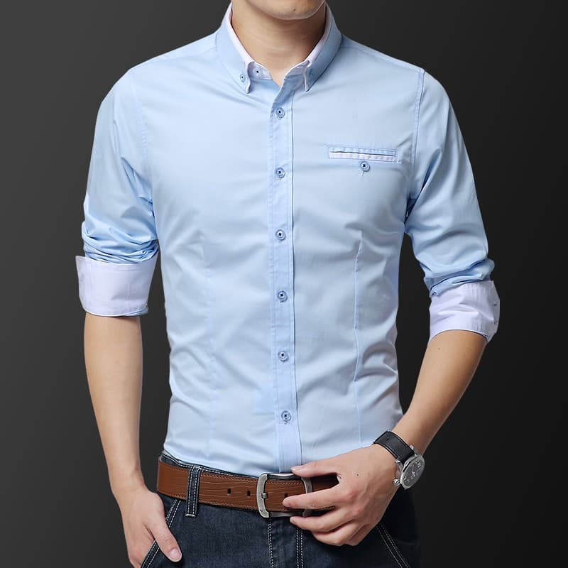 เสื้อเชิ้ต แขนยาว สไตล์ลำลอง แฟชั่นเกาหลี สำหรับผู้ชาย ขนาด M-5 Xl รูปที่ 7