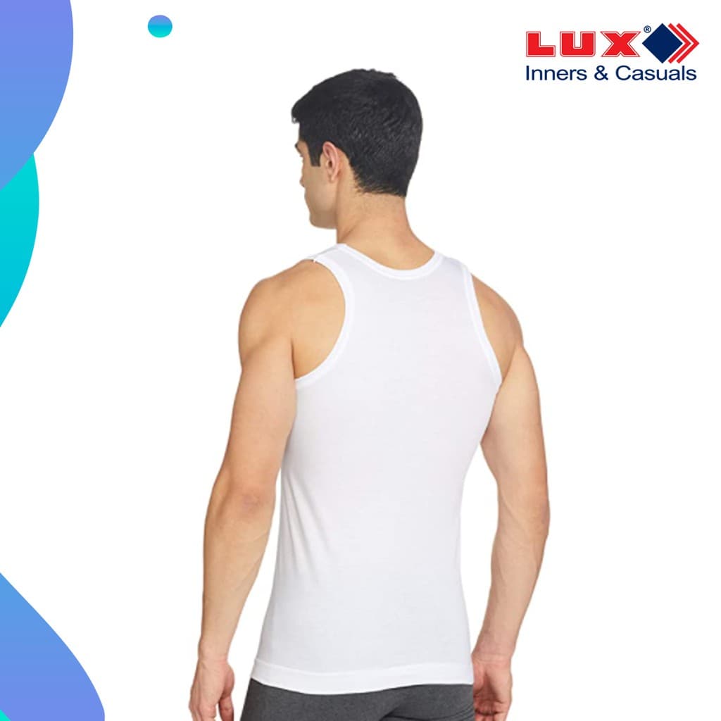 เสื้อกล้ามผู้ชาย LUX COZI 100% COTTON สีขาว *ผ้าไม่บาง* ไม่เหม็นอับ ระบายอากาศได้ดี รูปที่ 5