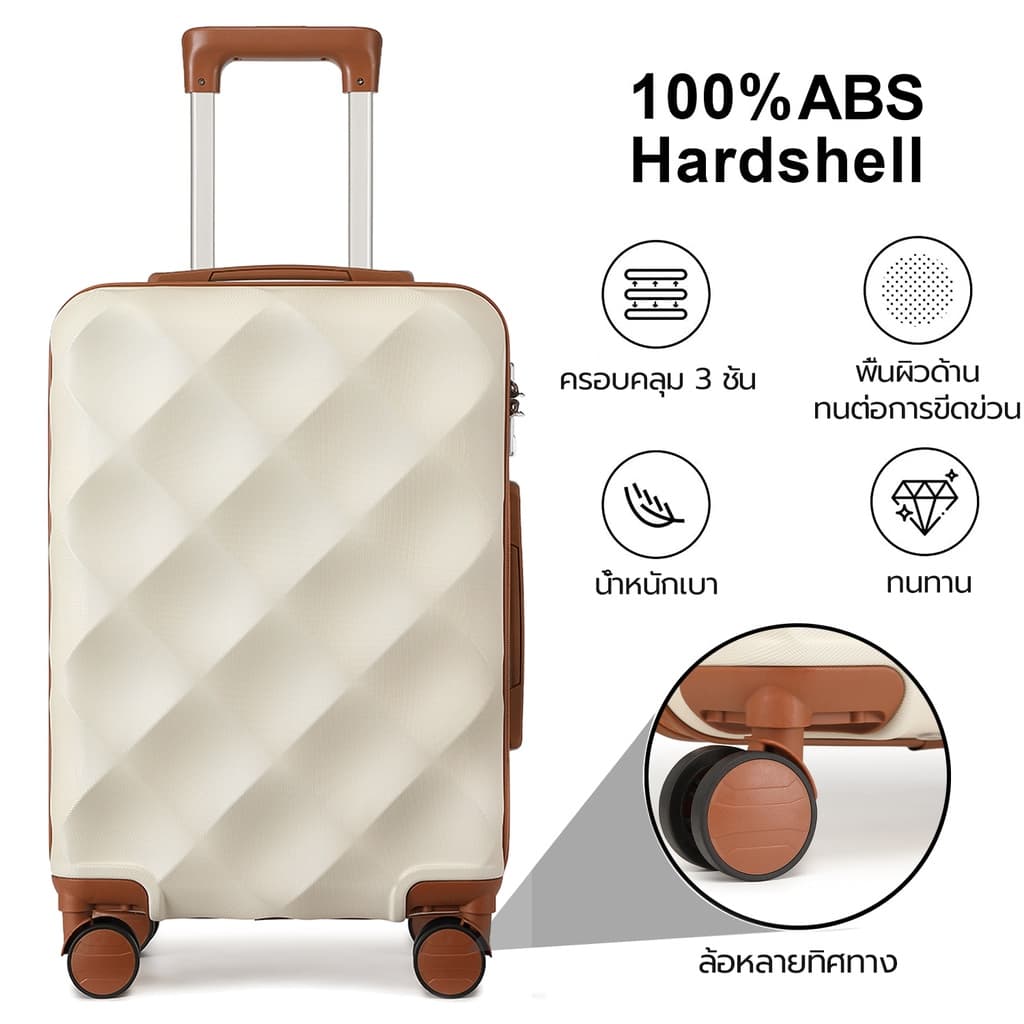 SiamChoice ​กระเป๋าเดินทางล้อลาก ล้อคู่ 20นิ้ว แถมกระเป๋า bags Travel luggage วัสดุABS TSAล็อค รุ่นซิปYKK รูปที่ 2
