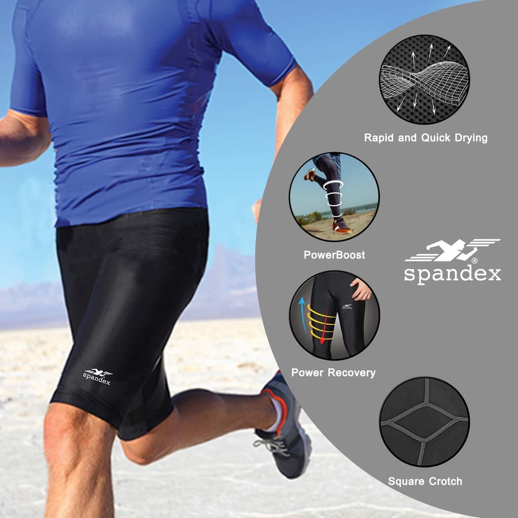 Spandex กางเกงรัดกล้ามเนื้อขาสั้นเป้าสี่เหลี่ยม เป้าไม่แตก ไม่ย้วย ไม่อมเหงื่อ ลดตะคริว CM301/CM502 รูปที่ 6