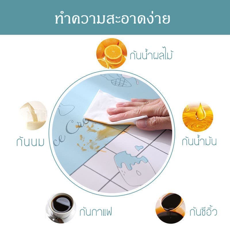 ผ้าปูโต๊ะ พลาสติกปูโต๊ะ วัสดุpeva /ผ้ายาง สไตล์นอร์ดิก กันน้ำกันน้ำมันทนร้อน ปูโต๊ะอาหาร รูปที่ 3