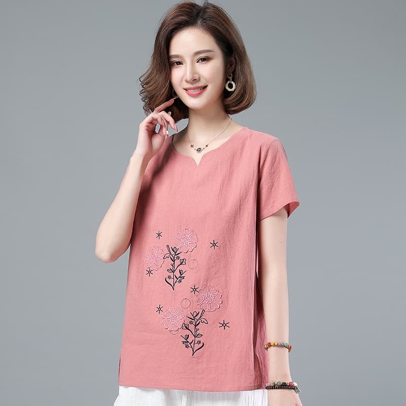 FBAShop เสื้อคอจีนปักลายดอกไม้แบบวินเทจสีสวยใส่สบายสาวๆวัยทำงานก็ใส่ได้น้า รูปที่ 6
