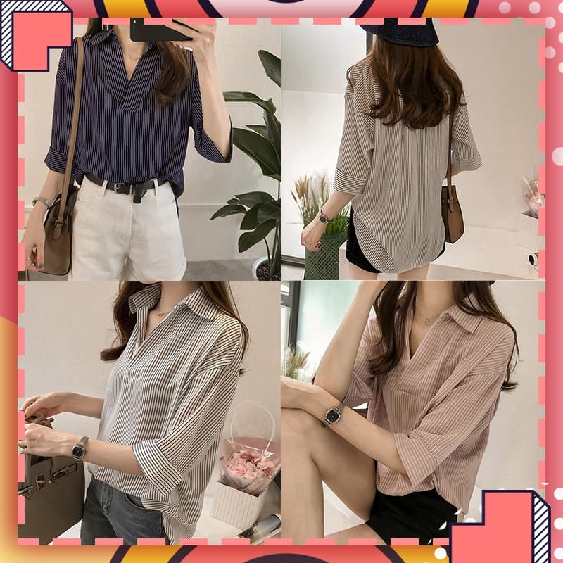 LH.Sunday เสื้อเชิ้ตลายทางสไตล์มินิมอล งานสวยแมทซ์ง่าย ใส่ได้ทุกวันเหมาะกับสาววัยทำงาน รุ่นนี้ปังมากแม่ รูปที่ 2
