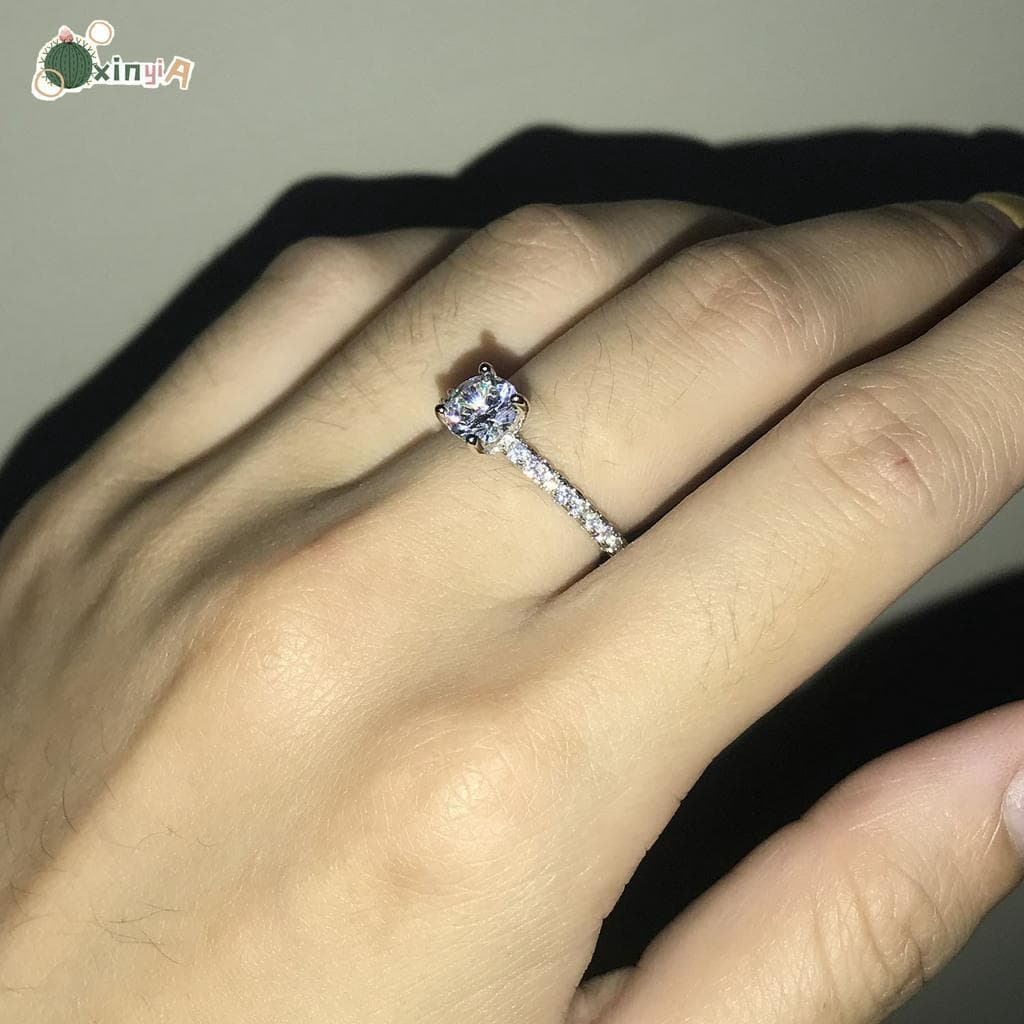 แหวนหมั้นแหวนแต่งงานทองคำ 14K Cubic Zirconia รูปที่ 7