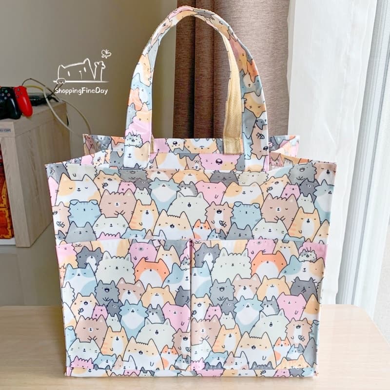 กระเป๋าเคลือบกันน้ำลายน่ารัก กระเป๋าถือกันน้ำ size L รูปที่ 1