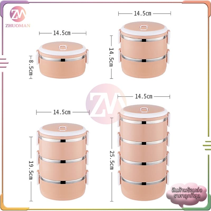 กล่องข้าว 3 ช่อง ปิ่นโต ปิ่นโตใส่อาหาร2/3/4ชั้น 304 ปิ่นโตสแตนเลส ปิ่นโตเก็บอุณหภูมิ สามารถเก็บอุณหภูมิได้ 3-4 ชั่วโมง รูปที่ 8
