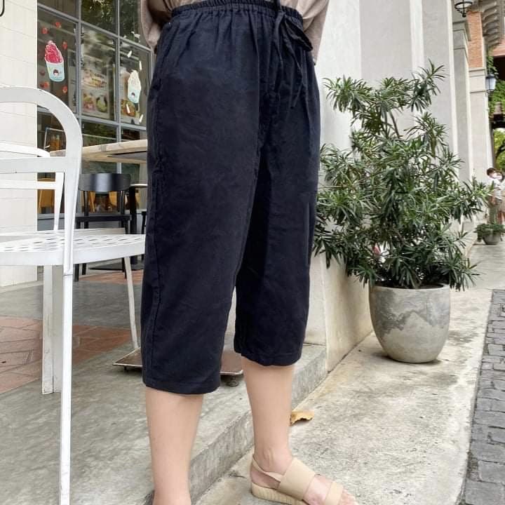 กางเกง 4 ส่วน ผ้าฝ้าย cotton 100% ผ้าลินิน กางเกงสาวอวบก็ใส่ได้ สวยสบาย รูปที่ 1