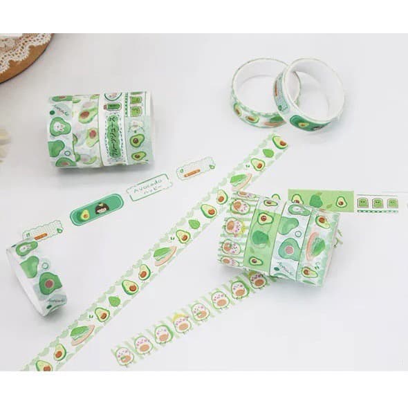เทปตกแต่ง อะโวคาโด 4 ม้วน วาชิเทป DIY กล่อง ตกแต่ง ไดอารี่ สติ๊กเกอร์ เทป สติกเกอร์ เทปกระดาษ Washi tape เครื่องเขียน รูปที่ 7