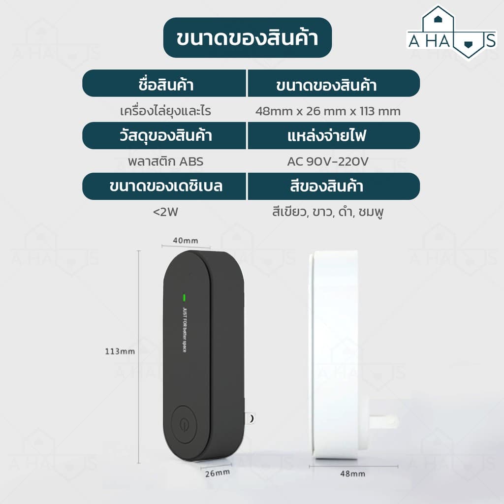ส่งทันที A HAUS เครื่องไล่ยุง ไล่แมลง ครอบคลุม 60 ตร.ม. ด้วยคลื่น เครื่องไล่หนู อัลตราโซนิก ปลั๊กเสียบไล่ยุง ไล่มด รูปที่ 9