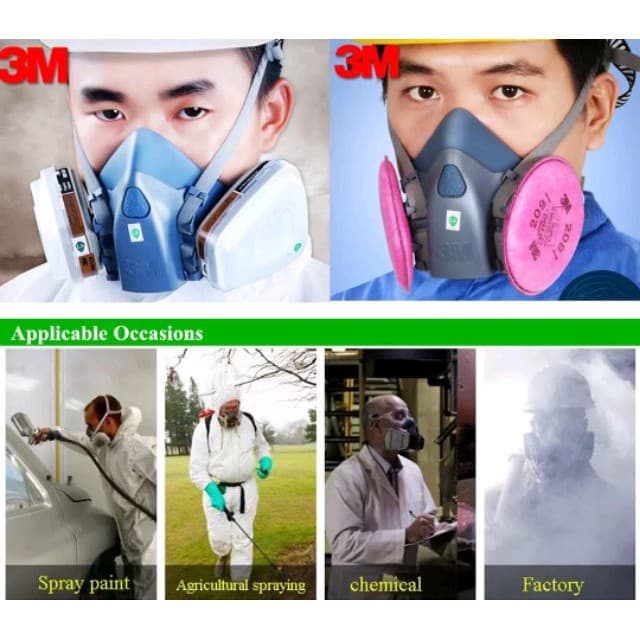 9in1 | 3M mask 7502 gas respirator half face topeng debu | cat | meracun | hama asap รูปที่ 3