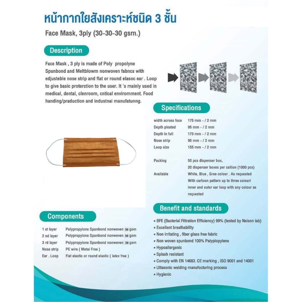 แมสพระสงฆ์ TPP แพค10ชิ้น แมสทางการแพทย์ 3 ชั้น หนา 30 แกรม หน้ากากอนามัยพระสงม์ มี อย. แมสพระ แมสก์ ผลิตในไทย-สีจีวร รูปที่ 6