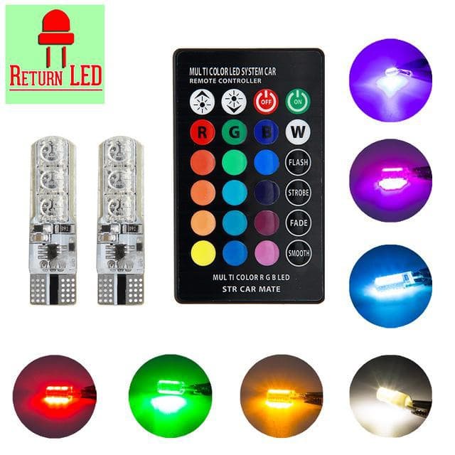 ส่งเร็ว กรุงเทพ LED หลอดไฟหรี่รถยนต์+มอเตอร์ไซร์ เปลี่ยนสีได้ ไฟหรี่7สี17สเต็ป ReturnLED รูปที่ 1