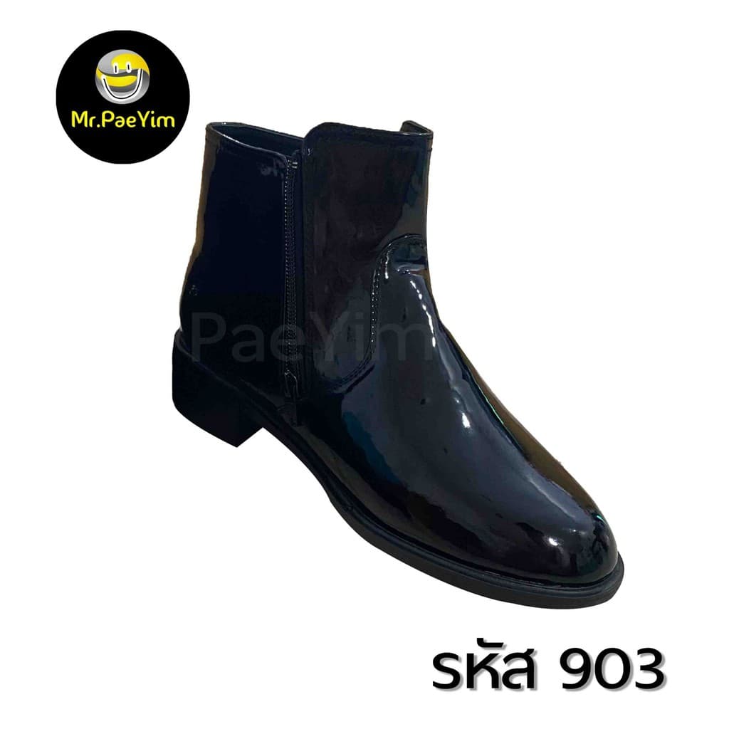 รองเท้าฮาร์ฟแก้ว PU ซิบคู่ หัวแหลม สูง 6.3 นิ้ว พื้นยาง แข็งแรง **สั่งเผื่อเพิ่มไซส์นึงจากปกติค่ะ** รูปที่ 6