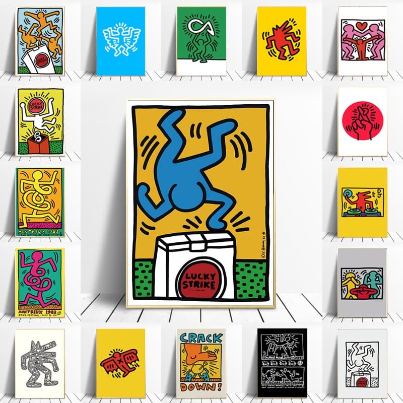 ภาพโปสเตอร์ Keith Haring Abstract วินเทจบนผ้าแคนวาสตกแต่งผนังห้องนั่งเล่น รูปที่ 2