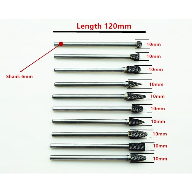 1pcs 6x10x120mm ทังสเตนคาร ์ ไบด ์ Burrs ยาว 6 มม.ก ้ านบดเครื ่ องมือโรตารี ่ พร ้ อมสต ็ อก รูปที่ 3