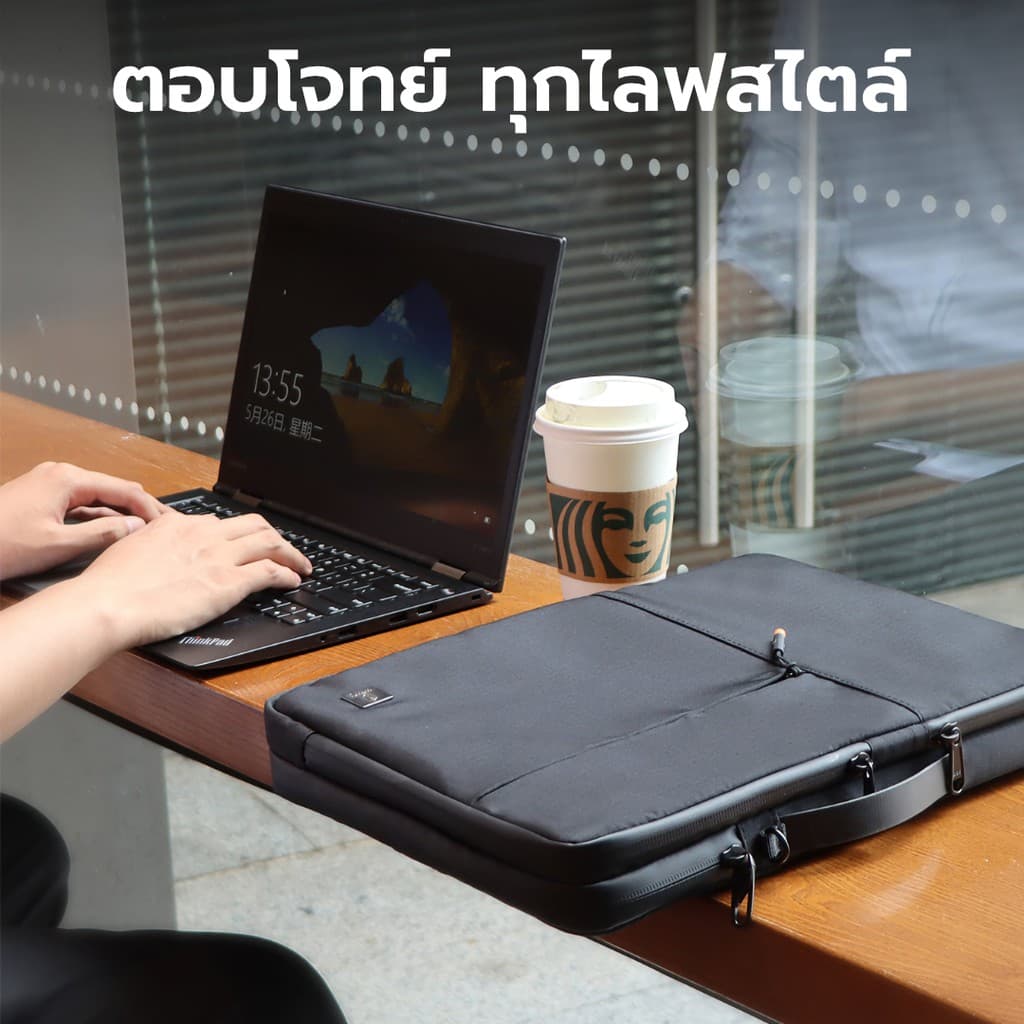 WiWU กระเป๋าแล็ปท็อป ซองใส่โน๊ตบุ๊ค คุณภาพดี ผ้ากันน้ำ ซิปกันน้ำ รุ่น Alpha Double Layer Sleeve รูปที่ 8