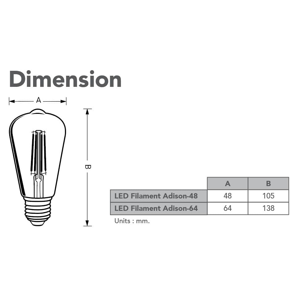 EVE หลอดไฟ วินเทจ ลอร์ฟ แอลอีดี LED แสงสีวอร์ม สวยงาม ขนาด 4W ขนาด 64mm. ขั้วหลอด E27 รูปที่ 3