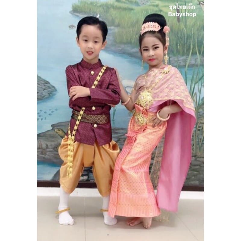 ชุดไทยเด็ก 1-12ขวบ สไบ2ชั้น +ผ้าถุง เสื้อผ้าเด็ก รูปที่ 4
