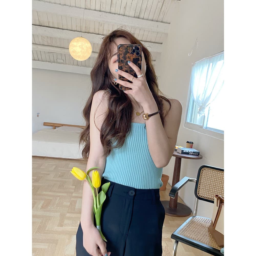 Cicishop เสื้อเกาะอกผ้าไหมพรม ทอร่องใหญ่เนื้อผ้าดีมาก สีคัลเลอร์ฟูลสุดๆ รูปที่ 8