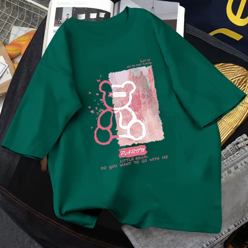 GAKKI เสื้อยืดหญิงแขนสั้นแบบหลวม ใส่สบาย ผู้หญิงเสื้อยืด เสื้อยืดแขนสั้น Oversize Cotton 4112# รูปที่ 8