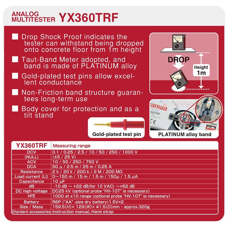 Sanwa อนาล็อก มัลติมิเตอร์ รุ่น YX360TRF มิเตอร์ เข็ม เครื่องวัดไฟ Analog Multimeter รูปที่ 9