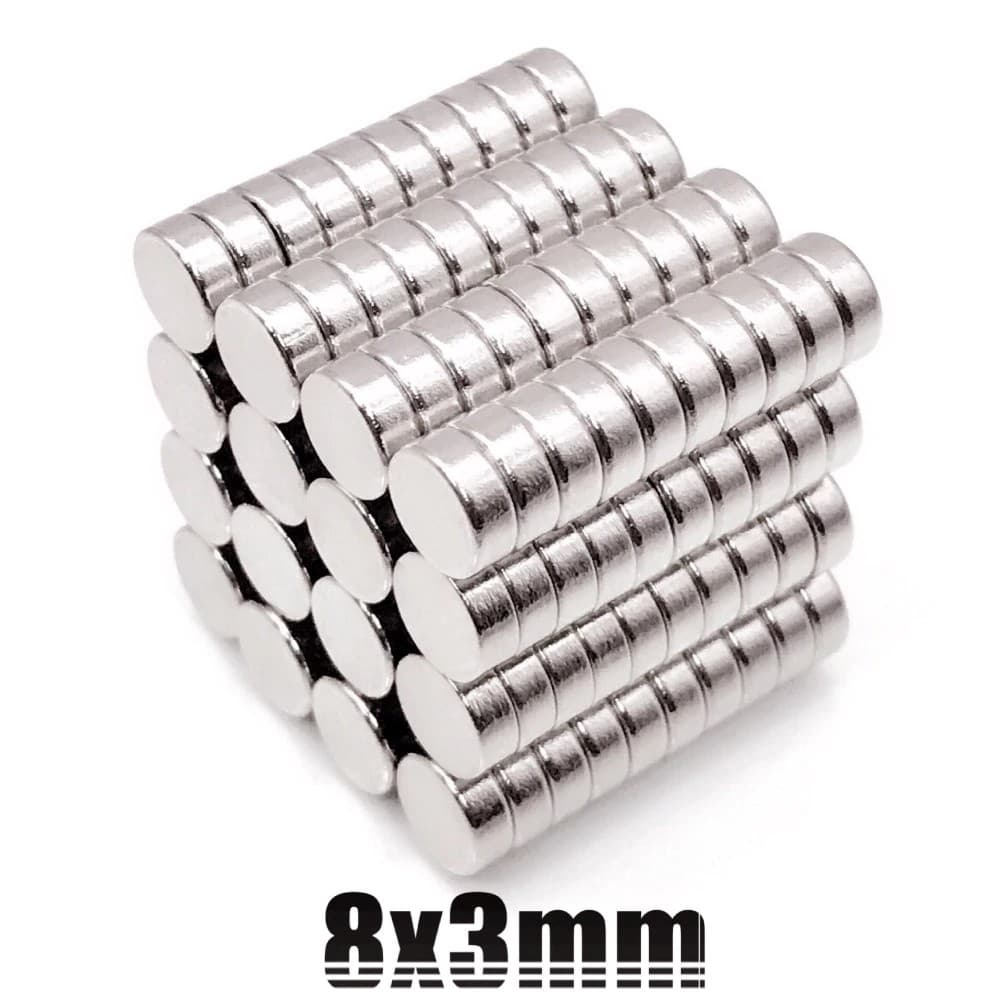 10ชิ้น แม่เหล็กนีโอไดเมียม 8x3มิล กลมแบน 8*3มิล Magnet Neodymium 8x3mm แม่เหล็กแรงสูง กลมแบน 8mm x 3mm รูปที่ 1