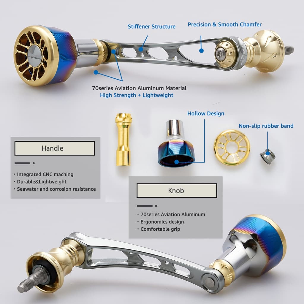 HEIGHTEN 56 มม.Reel Handle 24.5 มม.สําหรับ Shimano Stella Stradic Daiwa Caldia Spinning Fishing Reel รูปที่ 6
