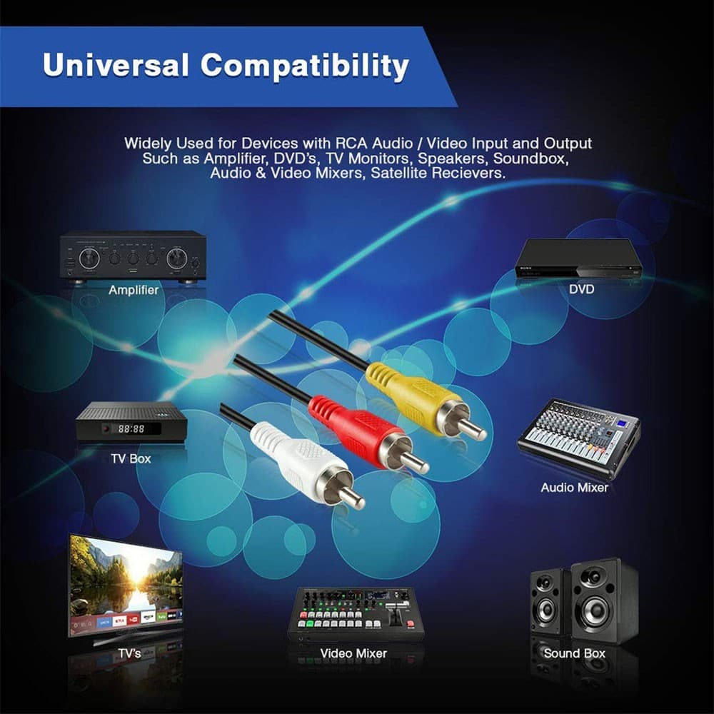 สาย AV/RCA สายสัญญาณภาพเเละเสียง เข้า 1 ออก 3 ต่อทีวี กล่องดาวเทียม เครื่องเสียง ยาว 1.5/ 3 / 5 เมตร รูปที่ 6