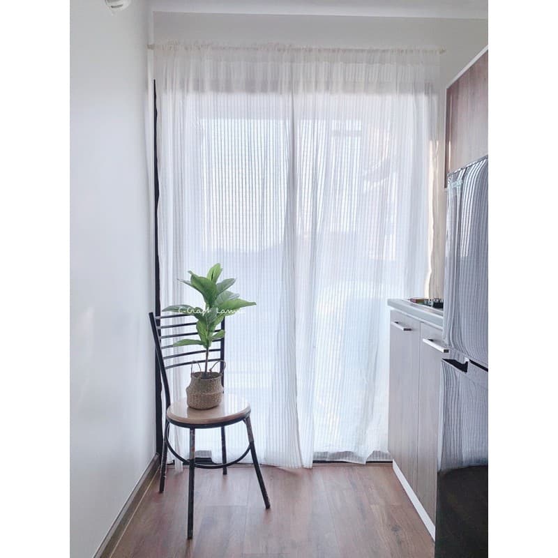 ผ้าม่านประตู ผ้าฝ้ายสไตล์มินิมอล สีขาว ผ้าโปร่งพริ้ว ขนาด 110x220 cm แต่งบ้าน คาเฟ่ หรือห้อง ก็สวยงาม รูปที่ 5