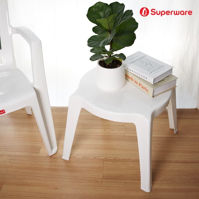 Srithai Superware โต๊ะสนาม ที่วางของ ด้านข้าง พลาสติก ทรงเหลี่ยมมน รุ่น T-13 สีขาว รูปที่ 7