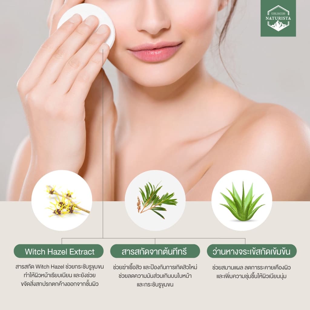 Naturista โทนเนอร์ทีทรี ทำความสะอาดสิ่งตกค้างบนใบหน้าอย่างล้ำลึก Tea Tree Facial Toner 250ml รูปที่ 4