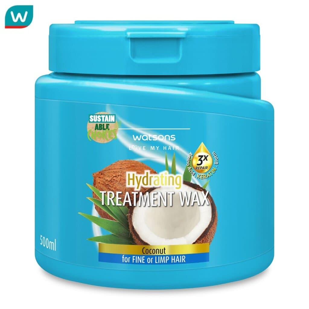 Watsons วัตสัน ทรีทเมนท์ แวกซ์ โคโคนัท ฟอร์ ฟายน์ ออร์ ลิมพ์ แฮร์ 500มล. รูปที่ 1