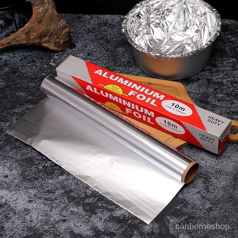 พร้อมจัดส่งฟอยล์อะลูมิเนียม ฟอยล์ห่ออาหาร 5M 10M สีเงิน Bake and barbecue tin foil H-A-9 รูปที่ 4