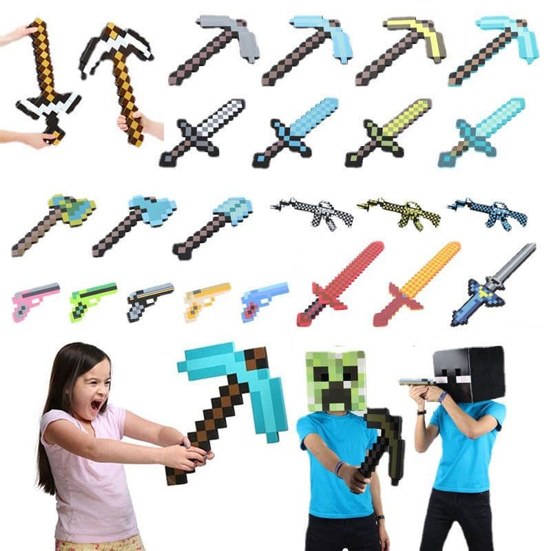 Minecraft เกม EVA โฟมเพชร Pickaxe ขวาน Hamaxe ดาบของเล่นเด็กของขวัญ Action Figure ของเล่นคอสเพลย์ Props ของขวัญ รูปที่ 1