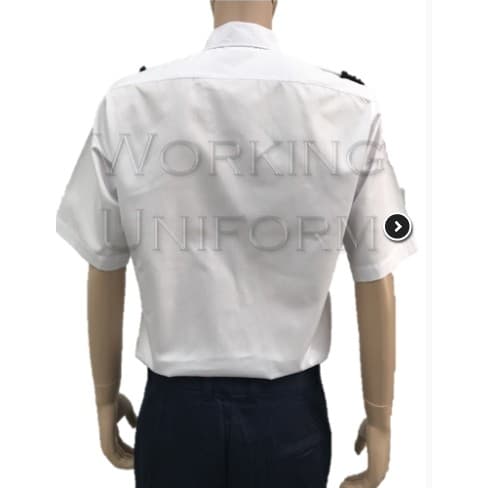 เสื้อเชิ้ตนักบิน ชายสีขาว แขนสั้น ผ้าคอมทวิว รูปที่ 8