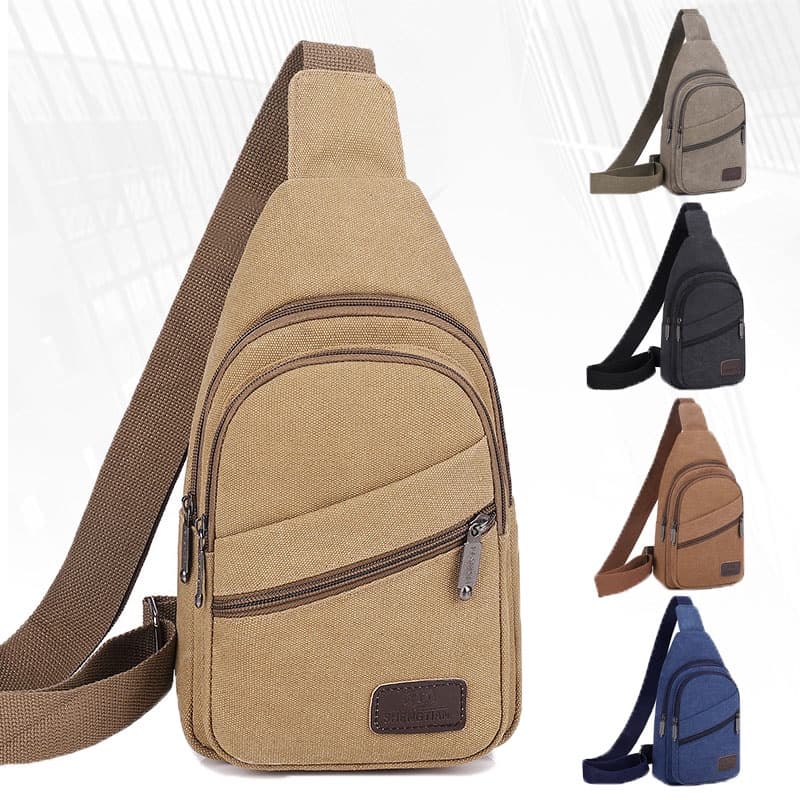 กระเป๋าคาดอก ผ้าแคนวาส มี5ช่องหลายซิป ผ้าหนาใบใหญ่ bagdance รูปที่ 1