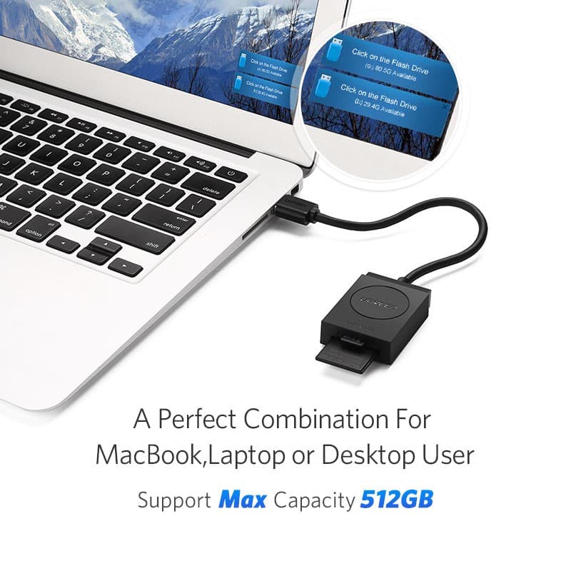 Ugreen SD Card Reader USB 3.0 Dual Slot Flash Memory Card Reader TF SD Micro SDXC SDHC MMC RS-MMC Micro SDXC Micro SDHC UHS-I สําหรับ Mac Windows Linux Chrome อ ่ าน 2 การ ์ ด Simultane รูปที่ 3