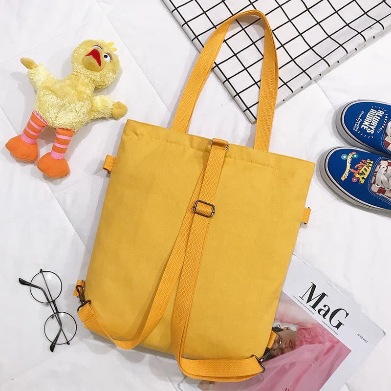 tokyosellected กระเป๋าผ้าสีพื้นช่องใส่ของเยอะ รูปที่ 8