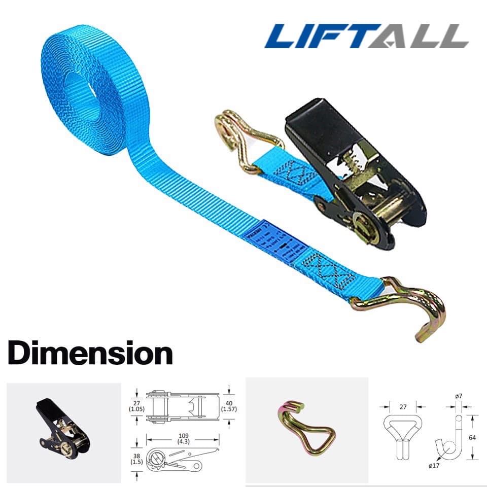 LIFTALL สายรัดของ ขนาด 1 นิ้ว รับ นน. 1 ตัน ชนิดมีตะขอ LSW2510B สายรัด ก๊อกแก๊ก สายเบลท์รัดของ เชือกรัดของ สายรัดรถกระบะ รูปที่ 7