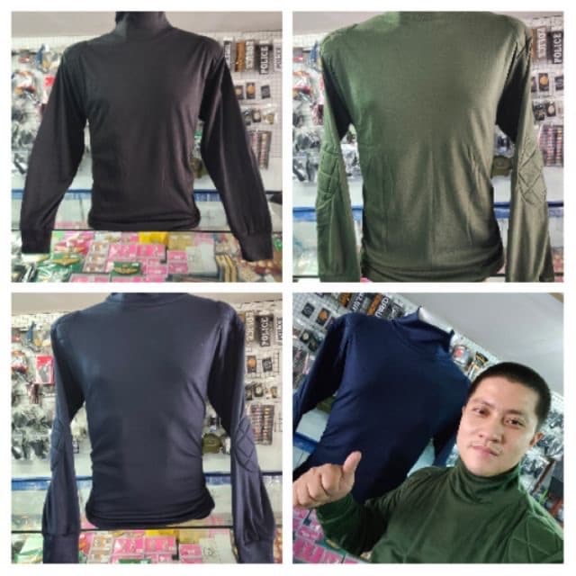 เสื้อยื้ดแขนยาวบุไหล่บุศอกสีพื้นสำหรับทำกิจกรรมกลางแจ้งขนาดไซร์ M อก40 L42 xl44 รูปที่ 1