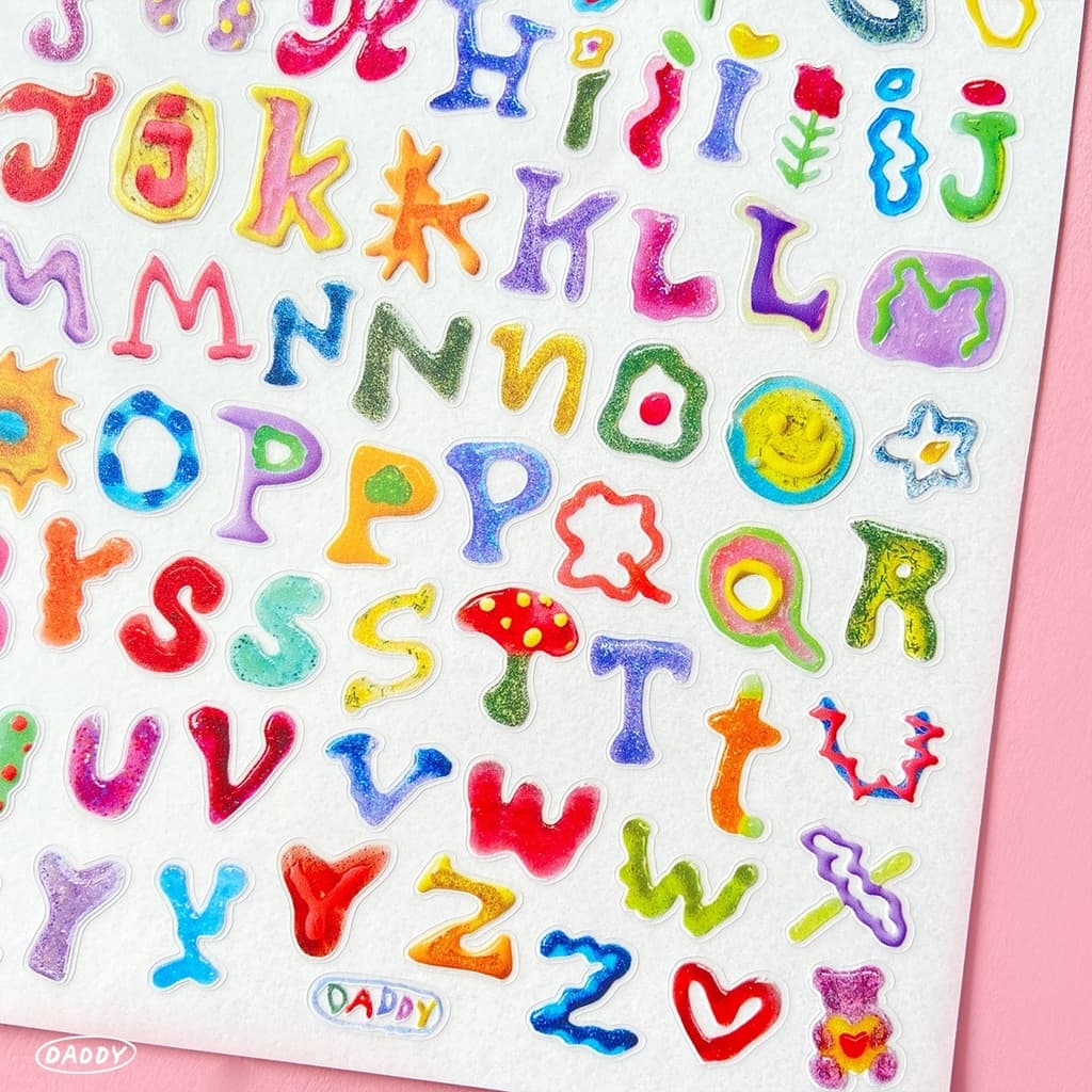 DADDY | Glitter Glue Alphabet Sticker A5 สติ๊กเกอร์ตกแต่ง ลายตัวอักษร เนื้อวิ้งๆ รูปที่ 2