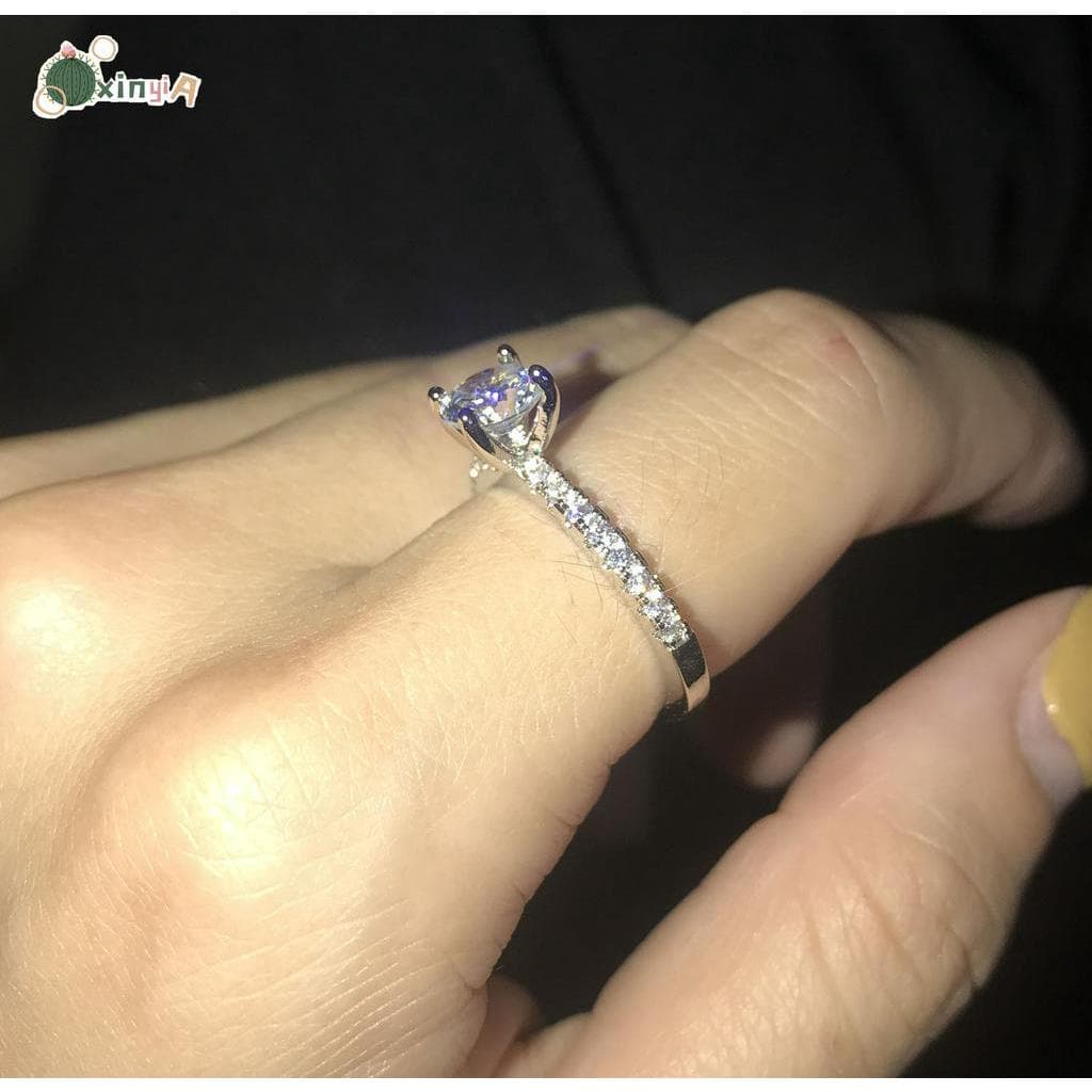 แหวนหมั้นแหวนแต่งงานทองคำ 14K Cubic Zirconia รูปที่ 6