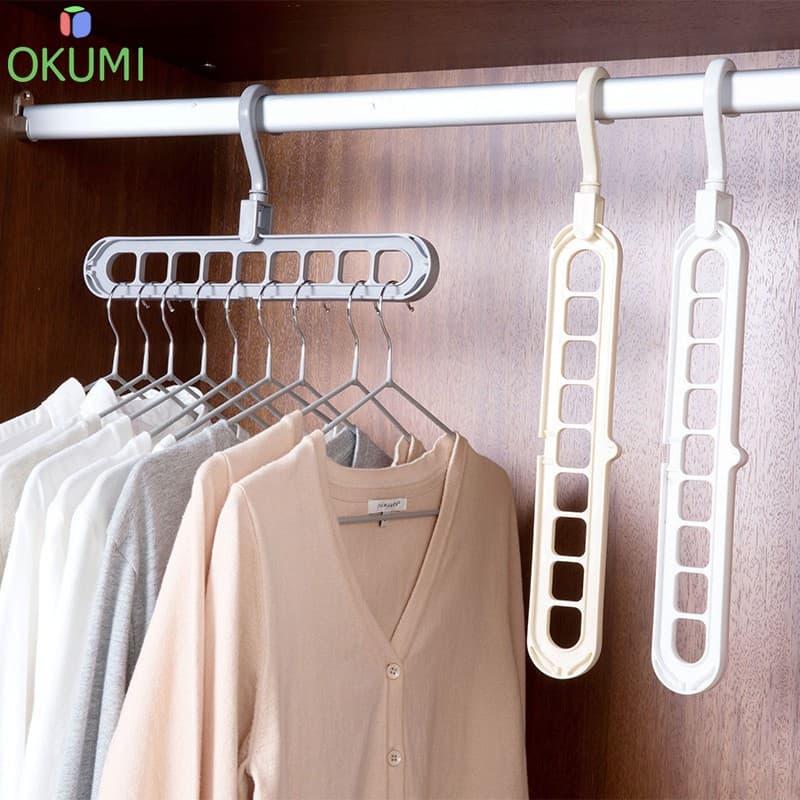OKUMI_SHOP ไม้แขวนผ้า ไม้แขวนเสื้อ 9 ช่อง แบบประหยัดพื้นที่ รูปที่ 7