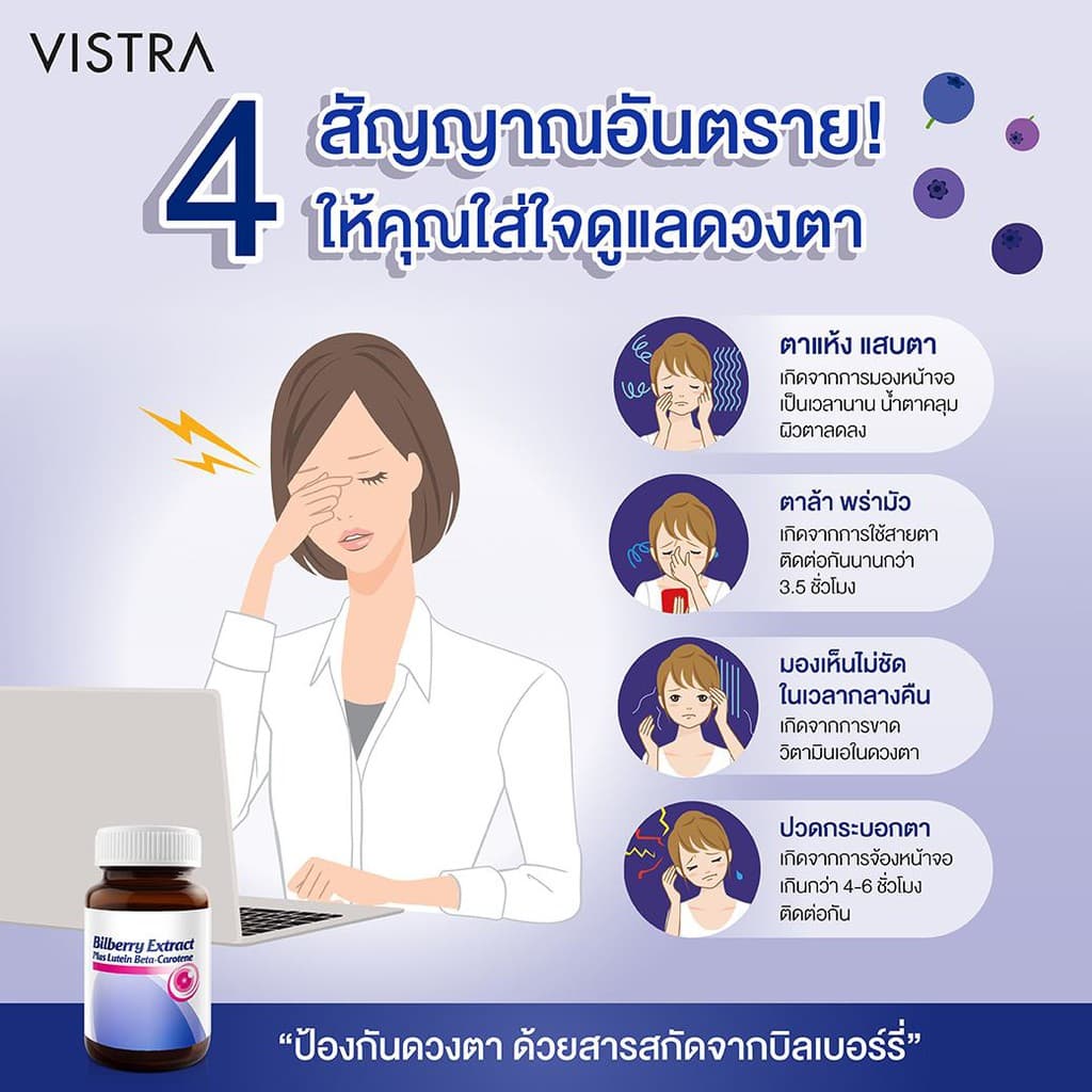 Vistra Bilberry Extract plus Lutein,Beta carotene / VIstra Teerlub รูปที่ 2