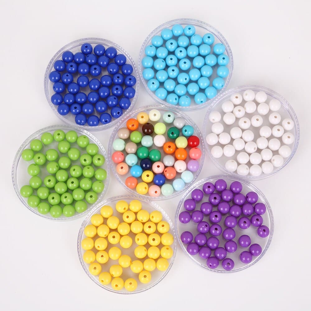 6 มม. 8 มม. 100/200 ชิ้น หลายสี ลูกปัดอะคริลิก ครอบหลวม Spacer Fit DIY เครื่องประดับสร้อยข้อมือและสร้อยคอดля мужчинและженщин รูปที่ 5