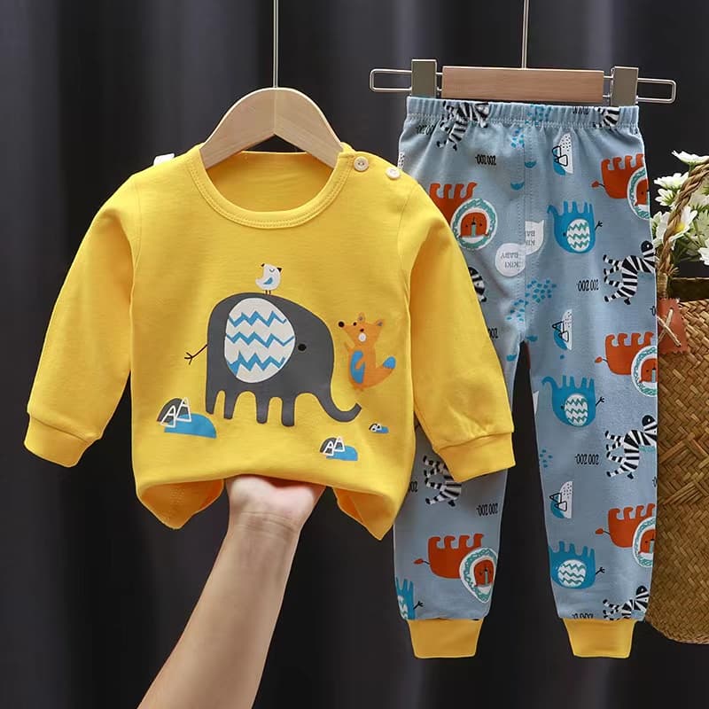 Y89 ชุดนอนเด็ก ชุดนอนเด็กแขนยาว เสื้อแขนยาว+กางเกงขายาว ผ้านิ่มลายน่ารักๆ รูปที่ 3
