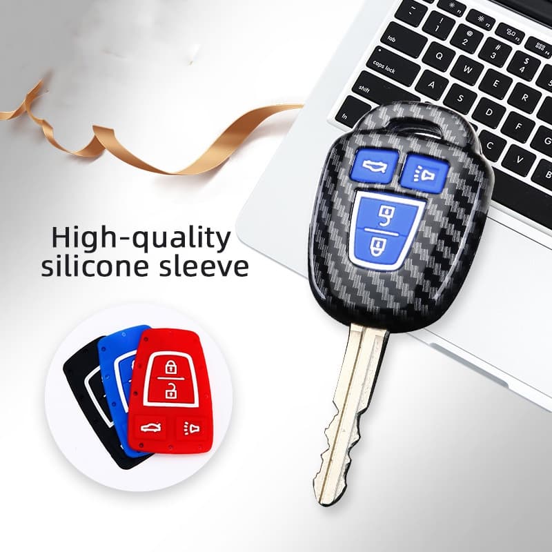 คาร์บอนไฟเบอร์ Toyota vios yaris ativ กุญแจ 2ปุ่ม รีโมท toyota เคสรถยนต์ ปลอก TOYOTA ยาริส เอทีฟ วีออส 2014-2020 Toyota Yaris 2017 / vios / Ativ 3 ปุ่ม 4 ปุ่ม รูปที่ 4